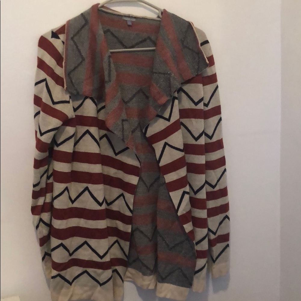 Tribal print long cardigan with tie - BOGO item